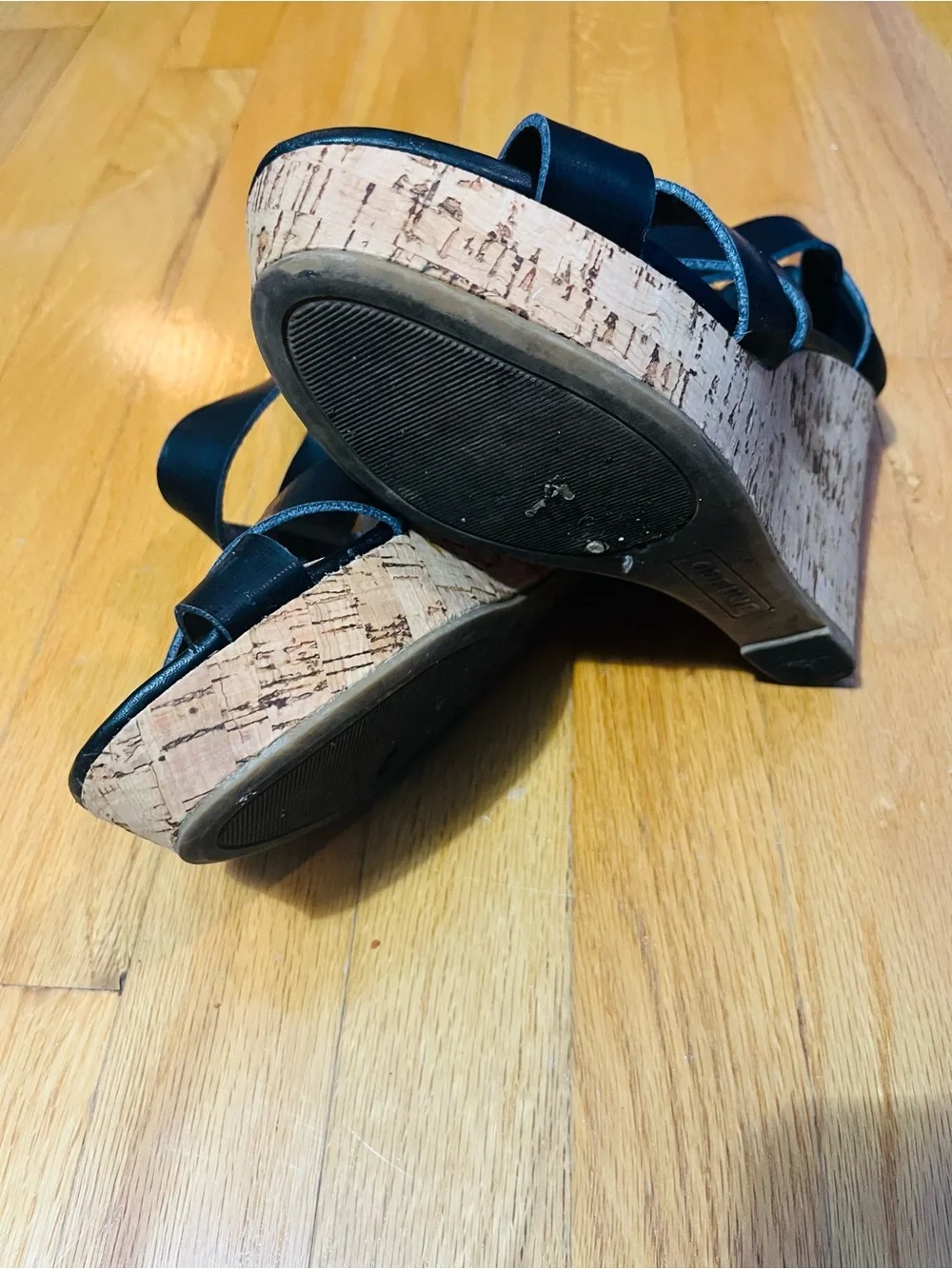 BAMBOO Black Crisscross Wedge Sandals